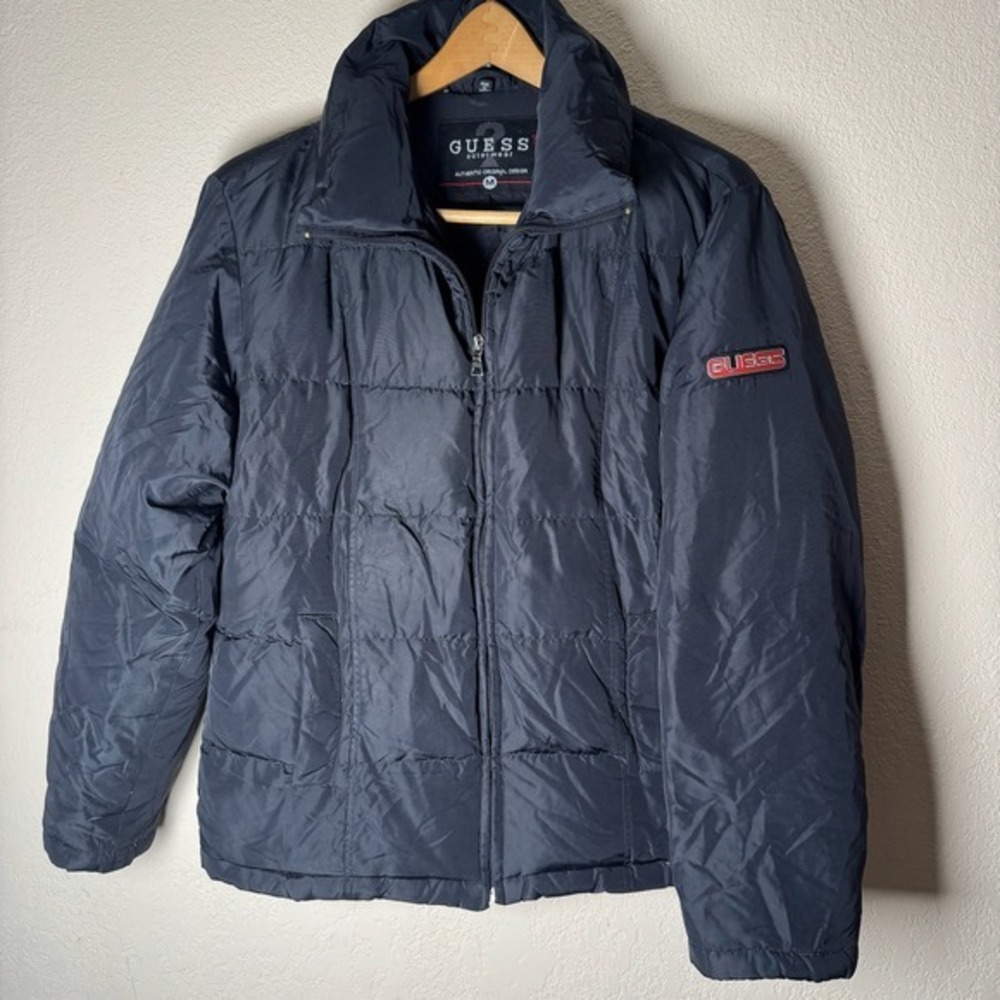 Guess Outerwear Womens Puffer‎ Jacket Black Down Filled Full Zip Winter Coat M
